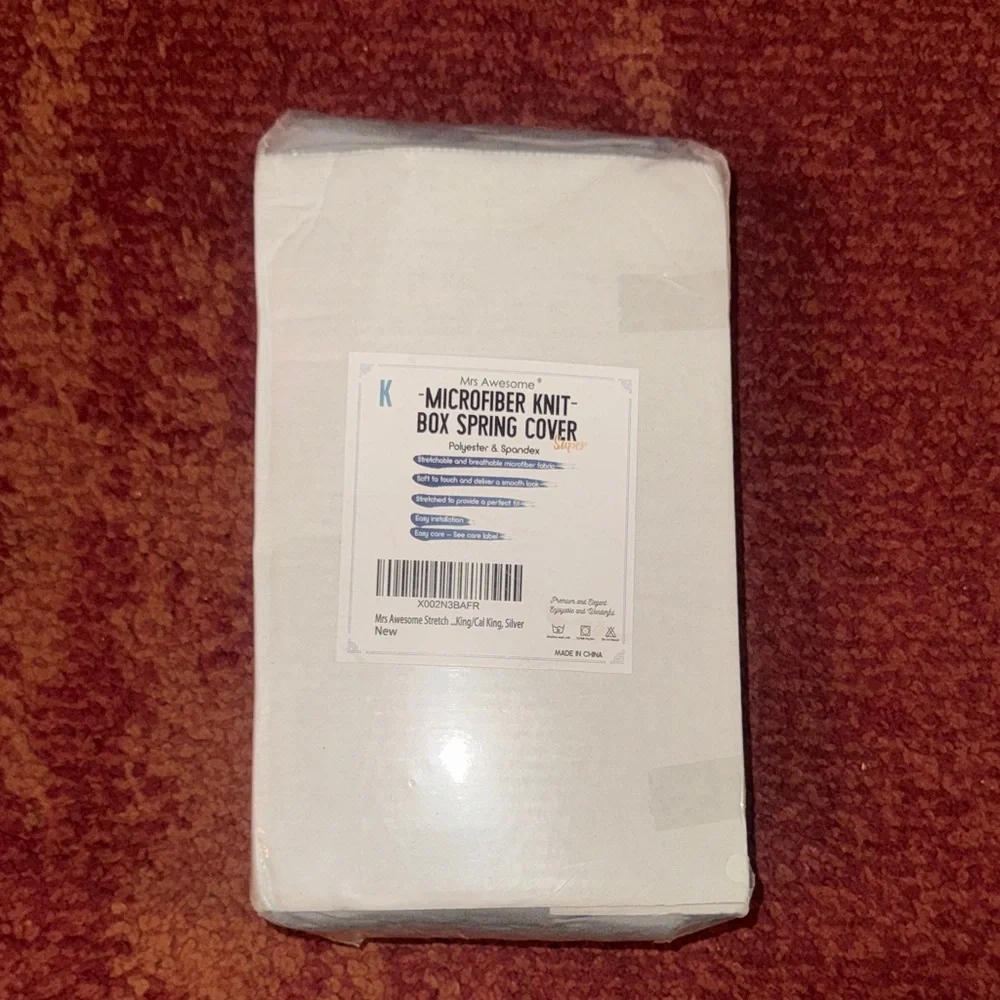 NWT Mrs Awesome Microfiber Knit‎ Box Spring Cover - Grey  King/Cal King